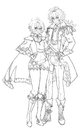 2 chara fullbody sketch
