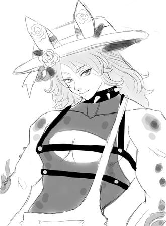 Mono color halfbody sketch